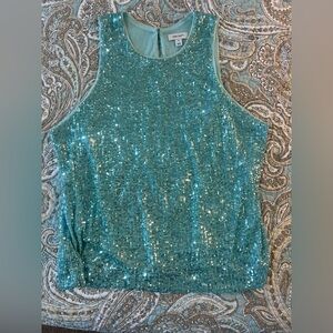 Chicwish Aqua Sequin Tank Top